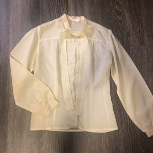 Vintage ribbon-collar blouse